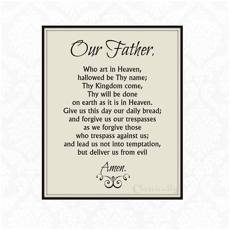 Our Father Prayer Printable The Lords Prayer Catholic