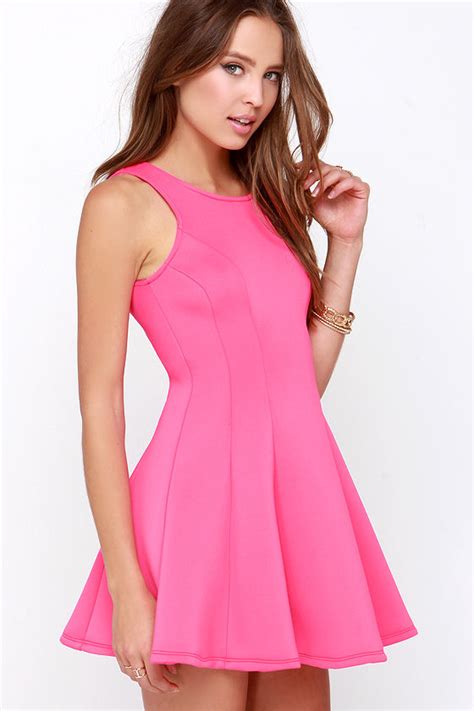 Contact the seller about this item. Hot Pink Dress - Pink Dress - Scuba Knit Dress - $39.00