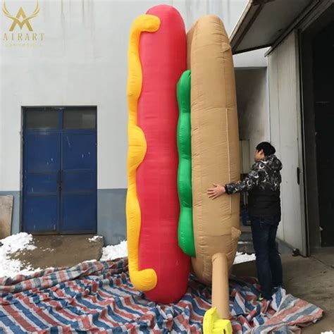 Customizable Funny Inflatable Hot Dog Food Balloon For Commerical