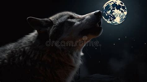 The Wolf Howls At The Full Moon At Night Generative Ai Stock Photo