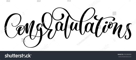 Congratulations Hand Lettering Calligraphic Greeting Inscription Stock
