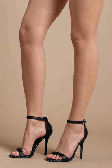 Alli Studded Black Ankle Strap Heels Strap Heels Heels Legs Heels