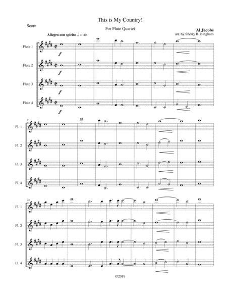 This Is My Country For Flute Quartet By Al Jacobs Digital Sheet