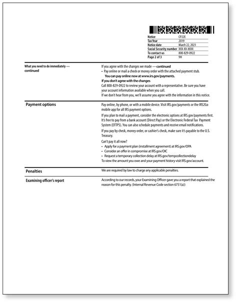 IRS Audit Letter CP22E – Sample 1