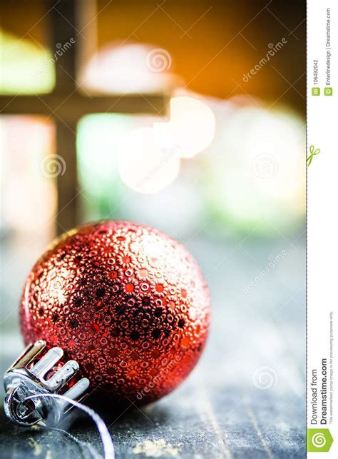 Traditional Christmas Holiday Ornaments And Christian Cross On A Stock