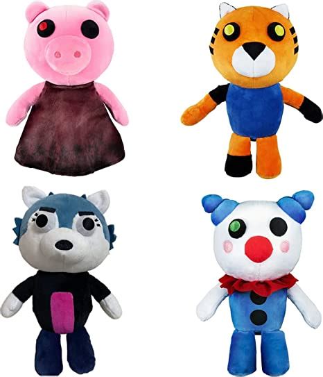 4pcs 25cm Roblox Piggy Plush Toy Soft Stuffed Animal Dolls Clowny Piggy