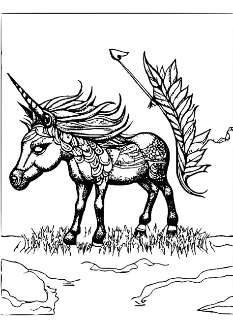Woodland Unicorn Coloring Page · Creative Fabrica
