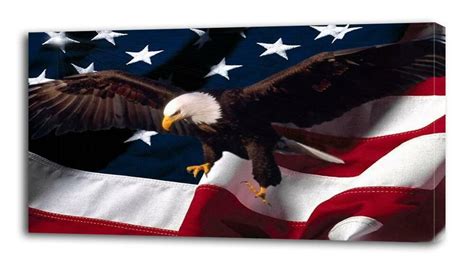 4 Sizes American Flag Bald Eagle Canvas Print Wall Decor Art Giclee