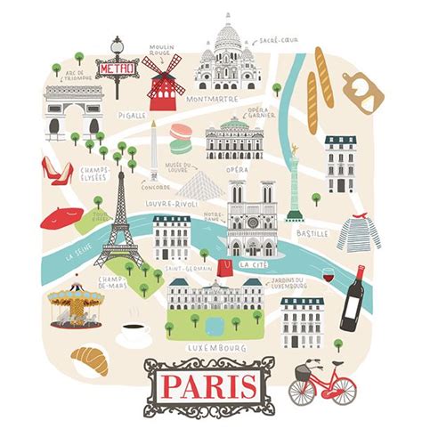 Paris Illustrated Map For Lovely Streets Paris Illustration