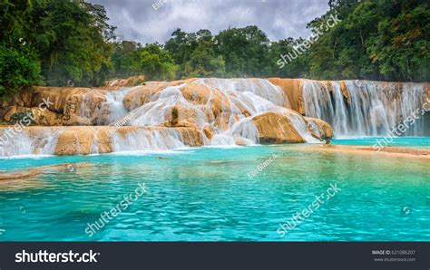 Waterfall Agua Azul Chiapas Located Mexico Stock Photo 621086207