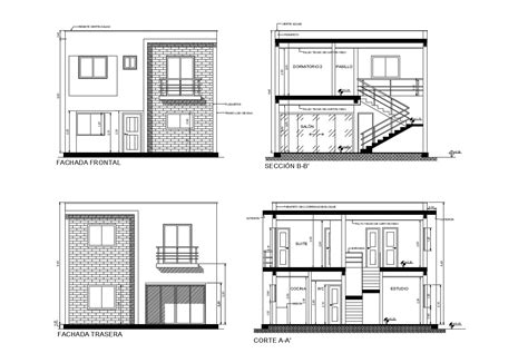 Sectional Elevation Of Storey House In Autocad Cadbull Images And