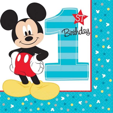 Mickey Mouse 1st Birthday Large Napkins Pack Of 16 Mickey Mouse 1st