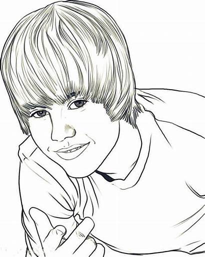 Bieber Justin Coloring Portret Schilderen Stap Voor