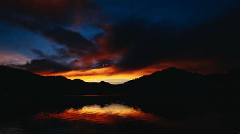 Download Wallpaper 1366x768 Lake Sunset Horizon Romania Tablet