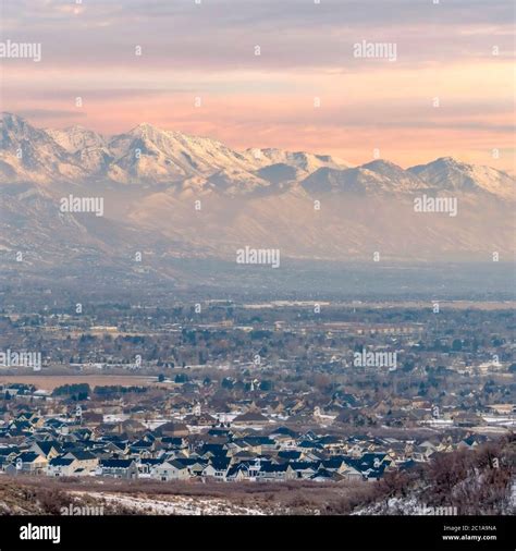 Square Frame Stunning Wasatch Mountains And Utah Valley With Houses