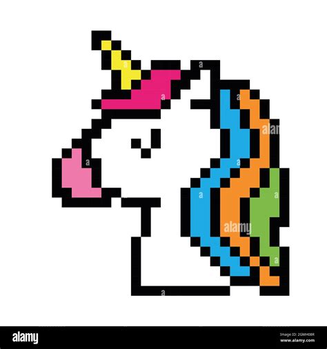 Unicorn Pixel Art Isolated On White Background Bit Icon Pixel Design