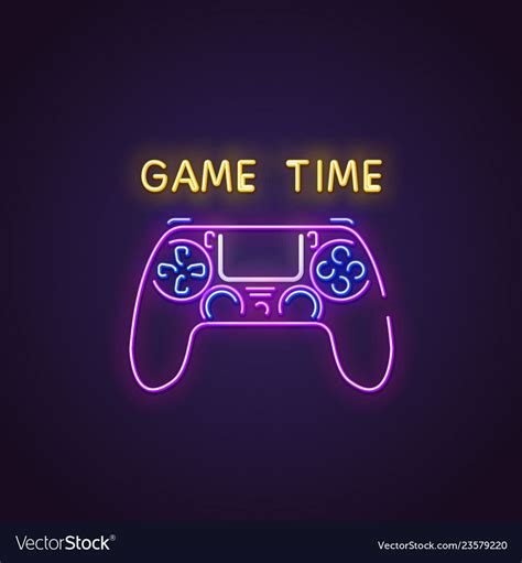 Gamepad Neon Sign Glowing Neon Sign Of Modern Gamepad Game Time