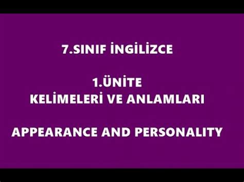 7. sınıf ingilizce 1. ünite kelimeleri ve anlamları - YouTube