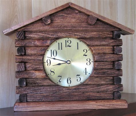 Small Wall Clock Rustic Log Cabin Clock Primitive Log Cabin Etsy