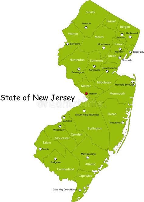 New Jersey State Designed In Illustration With The Counties And The