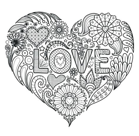 Flower Heart Coloring Pages At Free Printable