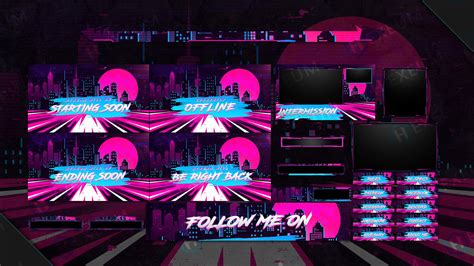 Retrowave Twitch Overlay Package For Obs