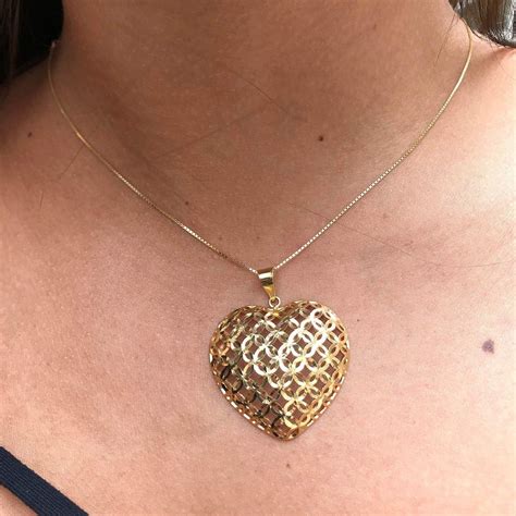 Pingente em Ouro 18k 750 Coração Vazado Mave Joalheria