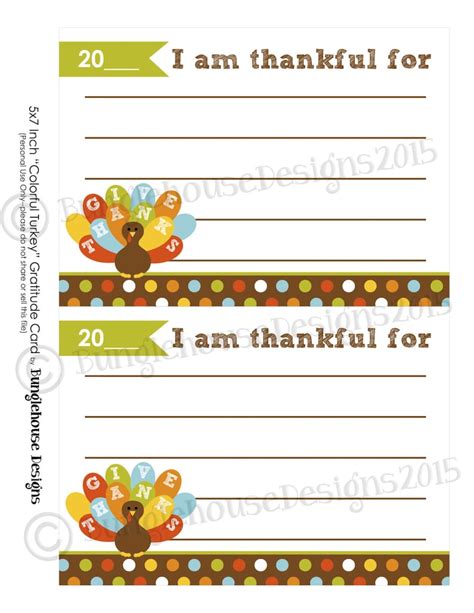 I Am Thankful For Printable Gratitude Cards Thanksgiving Etsy