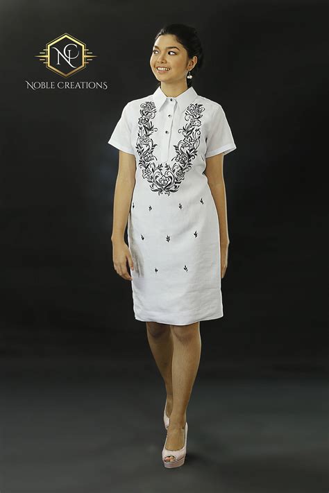 Modern Filipiniana Dress Silk Barong Tagalog Philippine Uk