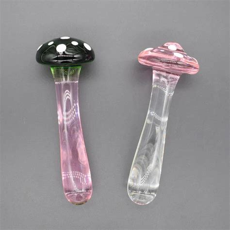 Men Strapon Vagina Anal Toy Butt Plug Mushroom Head Solid Pyrex Glass