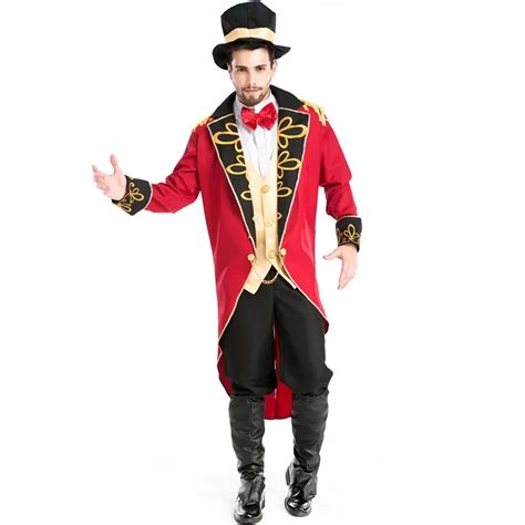 Halloween Vampire Magician Ringmaster Costume Male Circus Leader Tuxedo Jacket Vintage Tailcoat