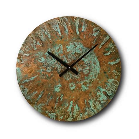 Large Patina Copper Clock Wall Clock Home Decor Original Etsy