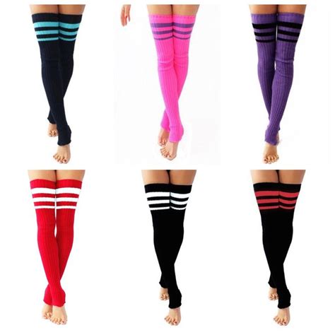 Striped Stirrup Leg Warmers W0156 Thigh High Leg Warmers Leg Warmers