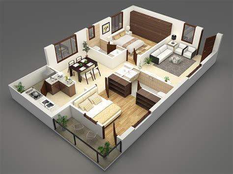 3d Floor Plans On Behance Denah Rumah Desain Rumah Desain Riset