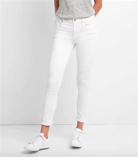 Gap Mid Rise Girlfriend Jeans With Distressed Detail Best White Jeans