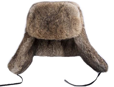 Genuine Rabbit Fur Russian Ushanka Winter Hat Trapper Bomber Ear Flaps
