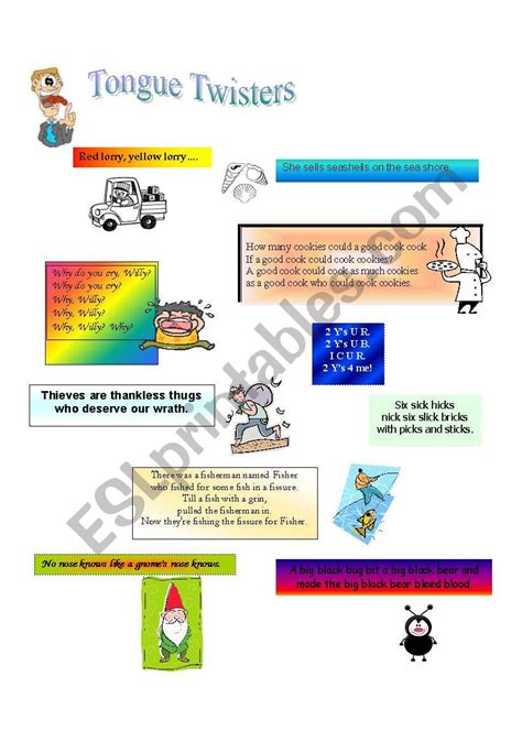 Tongue Twisters Esl Worksheet By Emicash