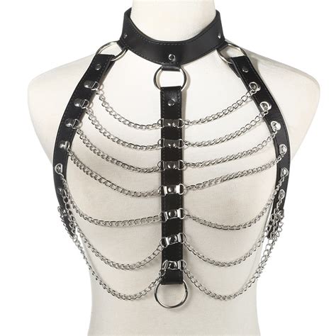 Leather Harness Sexy Chains Body Chain Women Bondage Goth Party Bodychain Fashion Festival