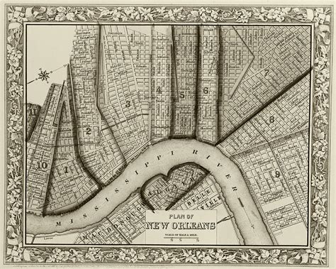 1860 New Orleans City Plan Map Sepia Digital Art By Toby Mcguire Pixels