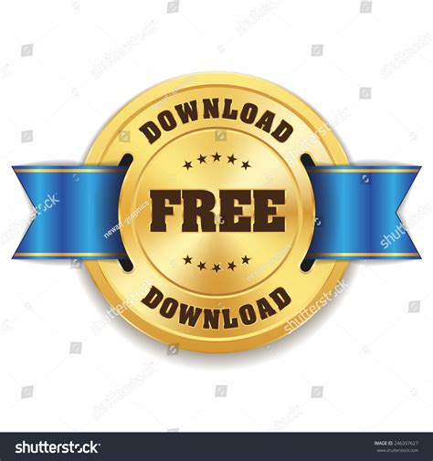 Gold Free Download Badge Blue Ribbon Stock Vector Royalty Free