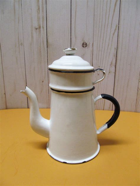Vintage Small Enamel Coffee Maker Enamel Ware Coffee Pot Etsy