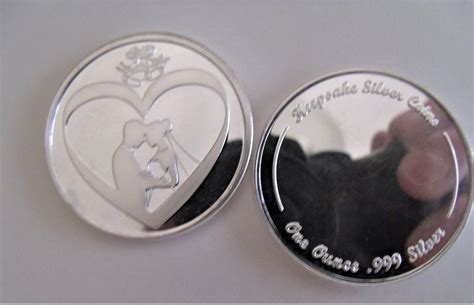 Fine 999 Silver 1 Oz Engravable Bride And Groom Weddinganniversary Coin