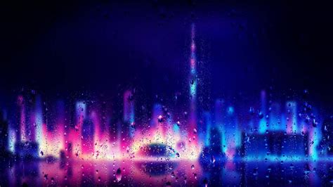 Neon City Rain Drops Graphics3d Live Wallpaper Download Free