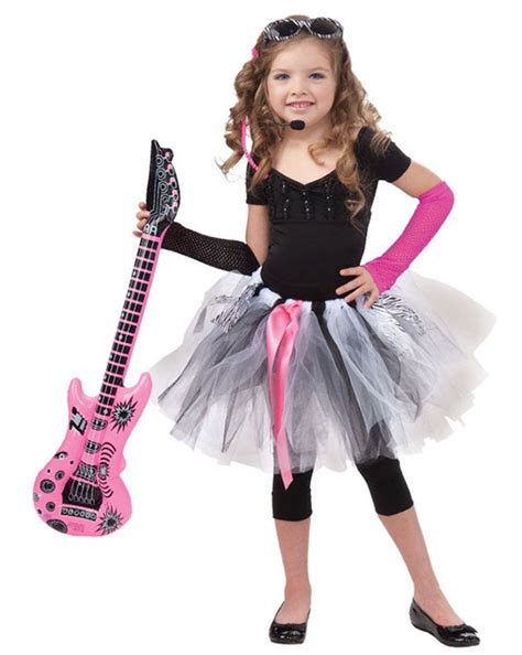 Girls Rockstar Glam Costume Kids Fancy Dress Popstar School Dance Party