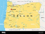 Oregon, OR, political map with the capital Salem. State in the Pacific ...