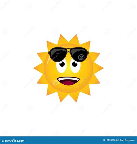Sun Smile Vector Icon Character Design Yellow Color Isolated White