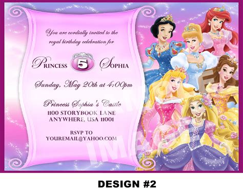 Disney Princess Birthday Invitation Rapunzel Tangled Belle