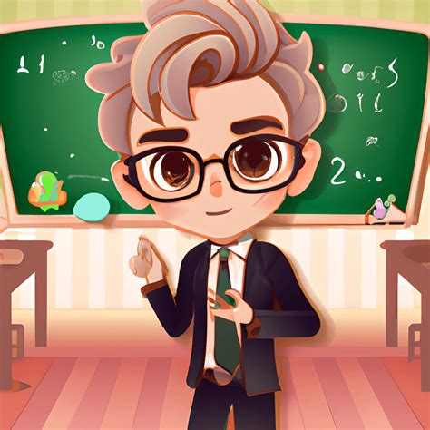 Cute Kawaii Detailed Young Male Teacher · Creative Fabrica
