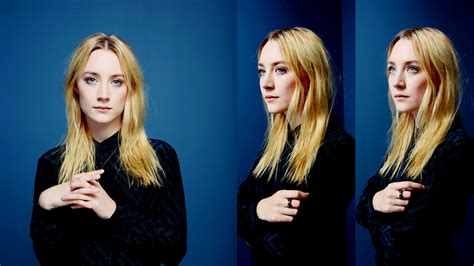 Wallpaper Saoirse Ronan Actress Women Collage Blue Background