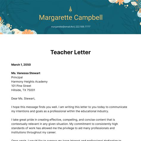 Free Teacher Letter Edit Online And Download